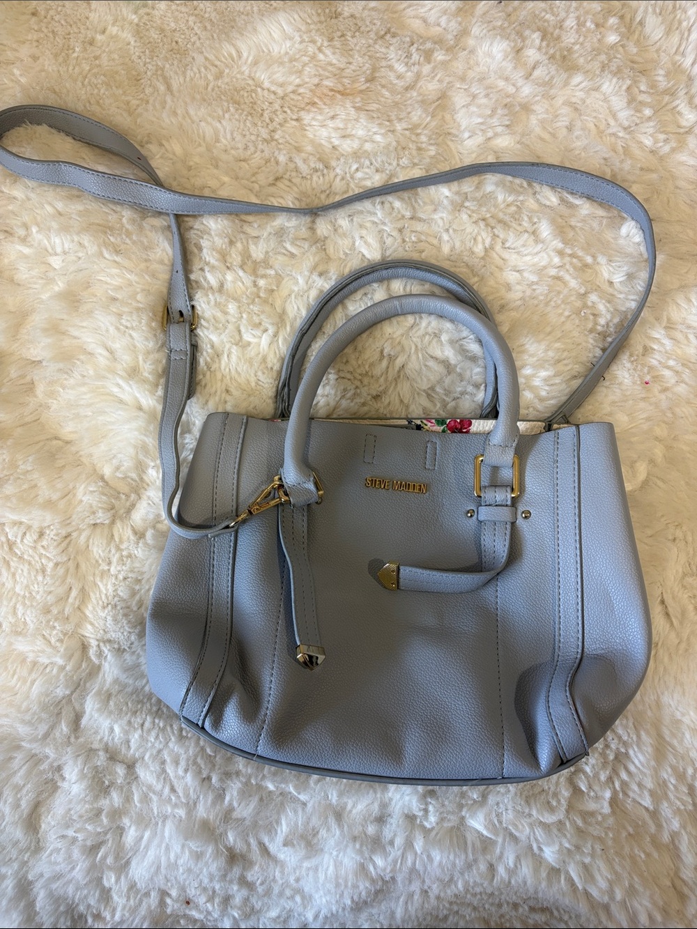 Steve Madden Light Blue Structured Leather Satchel